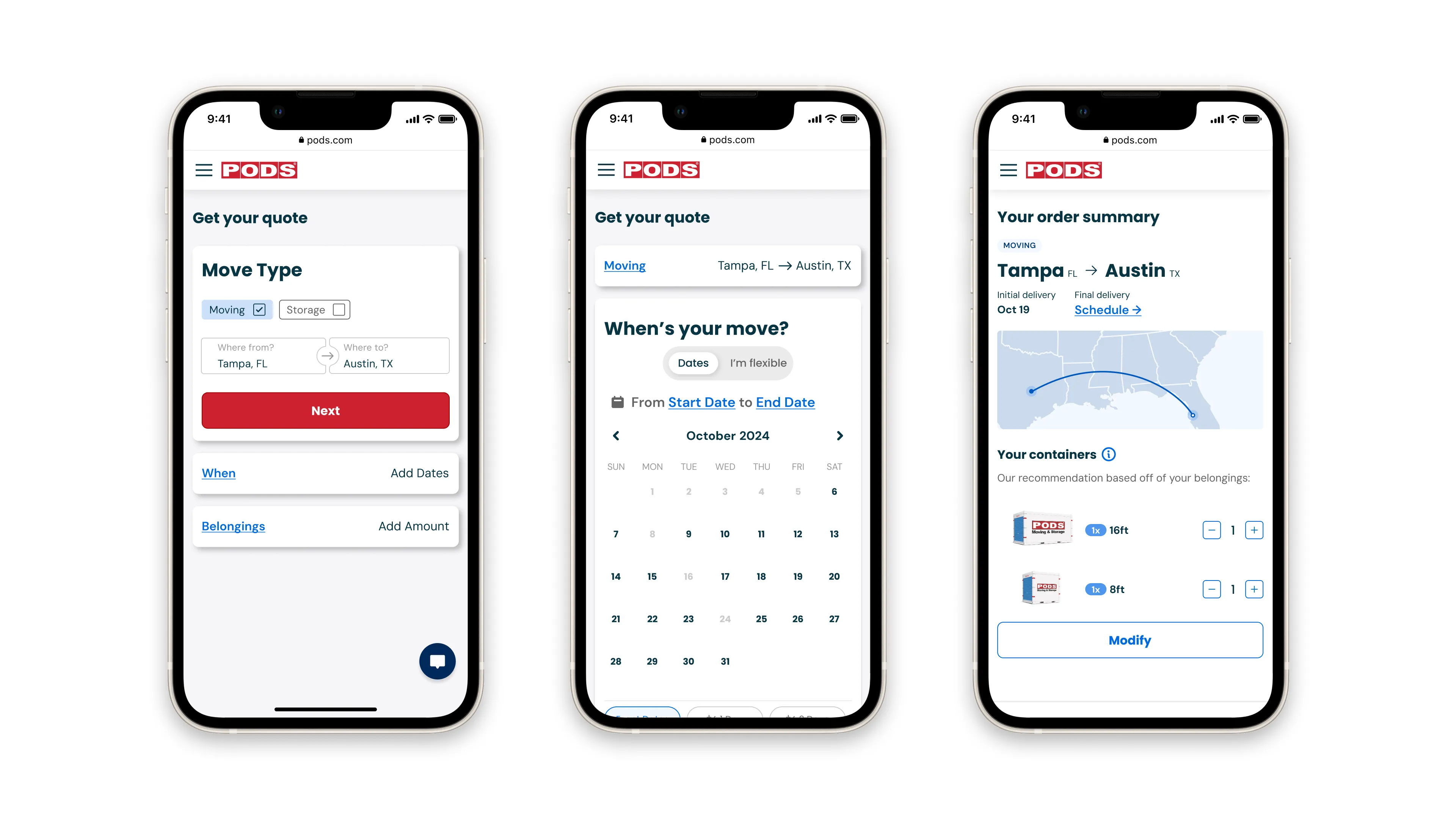 PODS Booking Flow